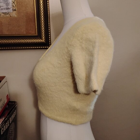 Zara -M- wool polyesters crop top light yellow - Picture 3 of 4